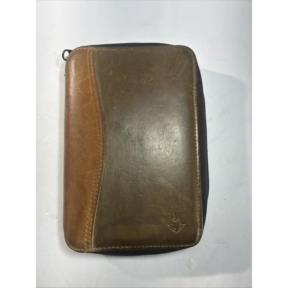 Vintage 1996 Franklin Covey 6 Ring Zip Around Full-Grain Leather Made In Korea